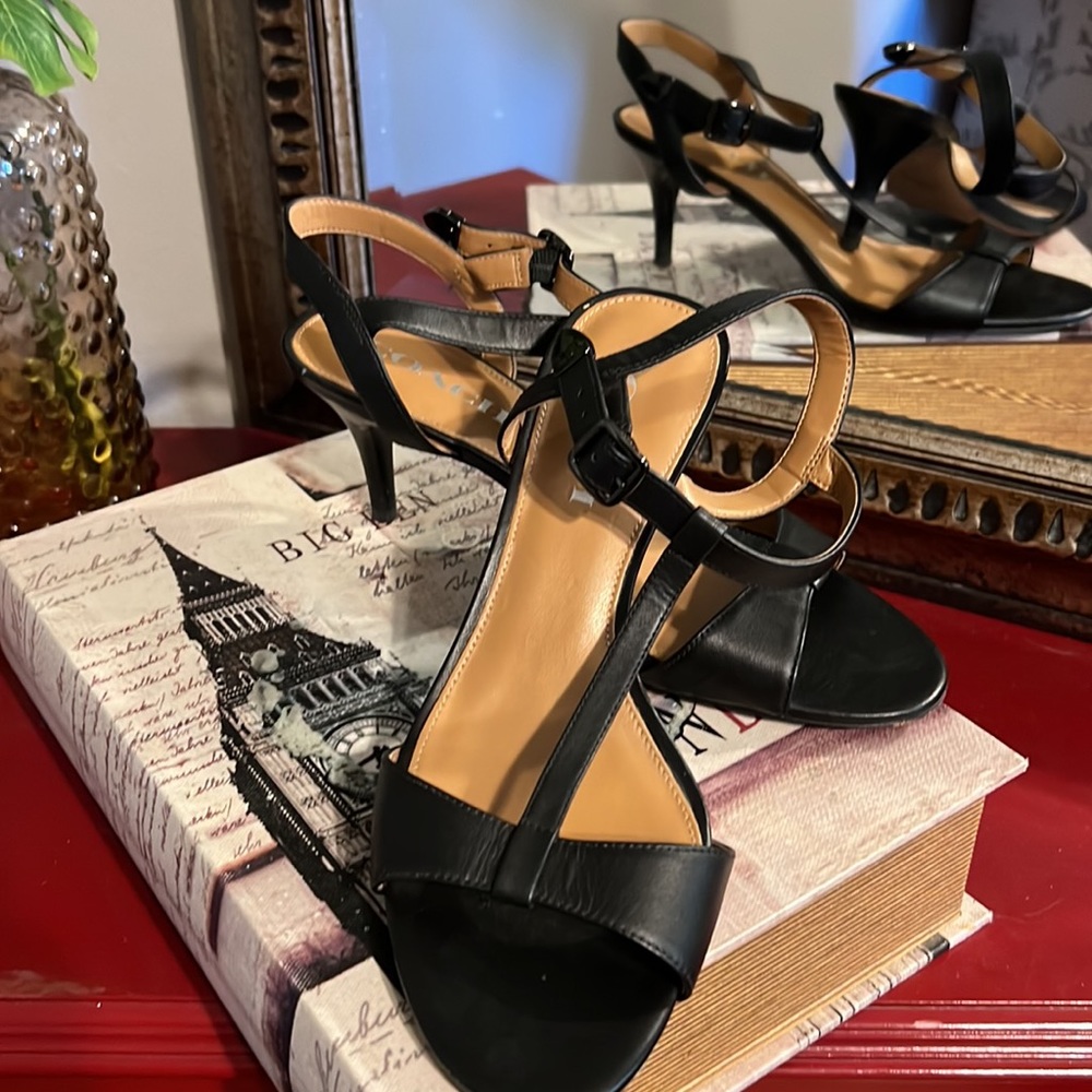 Coach kitten heel T strap sandals